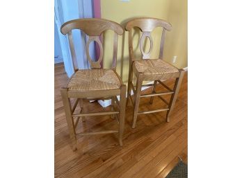 Pottery Barn Counter Stools With Rush Seats Pair