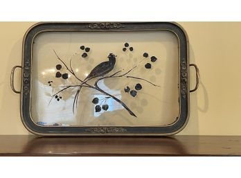 Antique Glass Tray  Hand Painted