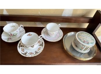 Lot Of Tea Cups,Glass Dishes & London Trinket