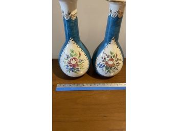 Hand Painted Vases Pair