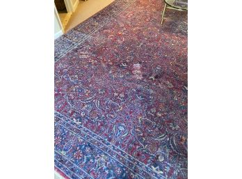 100 Percent Wool Area Rug Burgundy With Blue & Cream