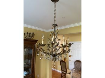 Vintage Metal & Glass Pendents Chandelier