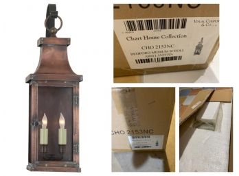 NEW In Box Visual Comfort Bedford Scroll Medium Lantern In Natural Copper (Indoor Or Outdoor Use)