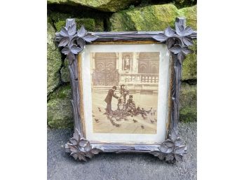 Vintage Print With Wood Cut Frame