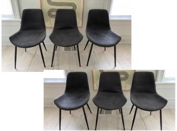 Set Of Six Faux Leather Dining Chairs