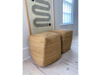 Pair Of Natural Seagrass Ottomans (1 Of 2)