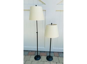 Pair Of  Adjustable Metal Floor Lamps