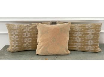 Pillow Trio -  Pair Of Down Insert And Kevin O'Brien Velvet Pillow Cover