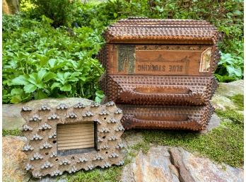 Tramp Art Box And Wood Cut Frame