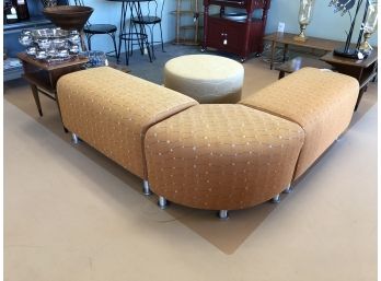Mid Century Turnstone Sectional With Spirographic Print