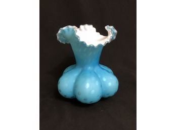 Hand Blown Melon Satin Glass Vase With Exposed Pontil