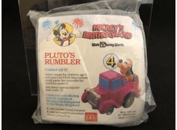 Vintage 1988 Mickeys Birthday MCDonald Pluto's Rumbler Toy, Small