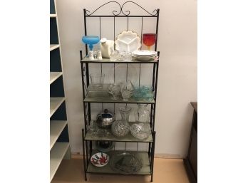 34 Piece Lot Glass And More (Bakers Rack Not Included)