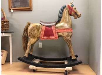 1940s  Large Carousels Size Cedar Rocking Horse With Horse Hail Tail