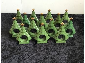 Vintage Ceramic Christmas Tree Napkin Rings