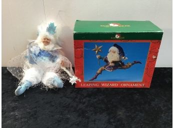 Large Leaping Wizard Ornaments Lot Of 2