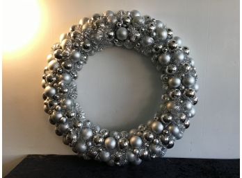 Huge Silver Bulb Christmas Wreath