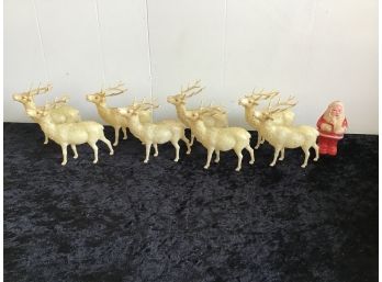 Vintage Reindeer And Santa