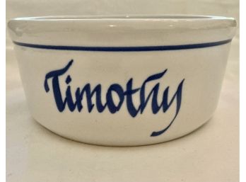 Clay Bowl With Timothy On It