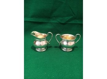 Sterling Silver Creamer And Sugar With Gold Wash, 178 Grams