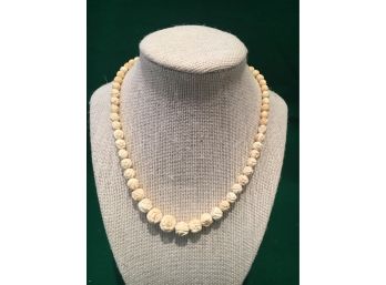 Old Carved White Bead Necklace