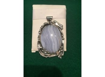 Sterling Silver Stone Pendant, 28 Grams