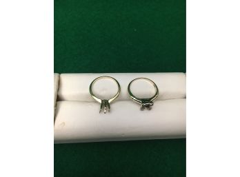 14K Gold Rings With Empty Settings, Size 5, 3.58 Grams, Professionally Polished