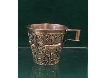 Sterling Silver Greek Cup By Zoartas With A Gold Wash, 58 Grams