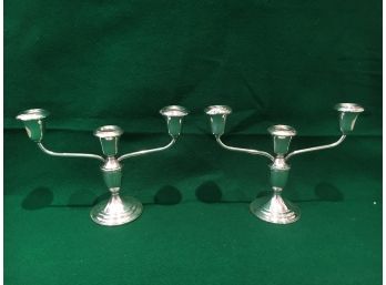 Sterling Silver 3 Light Candelabras, 920 Grams, Weighted