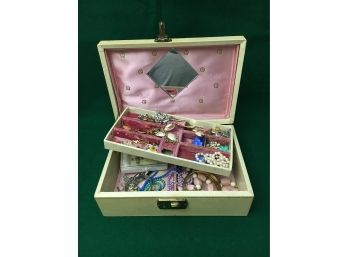 Broken Jewelry Box With Costume Jewelry