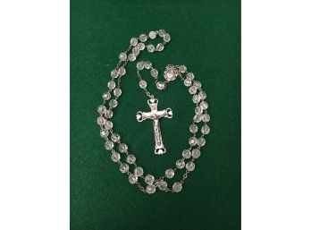 Antique Sterling Silver And Glass Bead Rosary