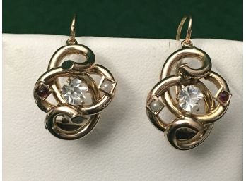 14K Gold Antique Victorian Earrings, 4.4 Grams, Great Pieces And Professionally Polished