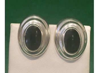 Sterling Silver Earrings With Onyx, 13 Grams