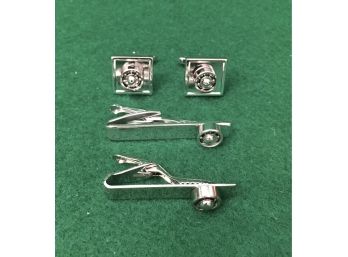 New Departure Ball Bearings Cufflinks And Tie Clips, Bearings All Spin Freely