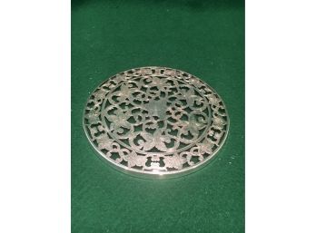 Sterling Silver And Glass Trivet