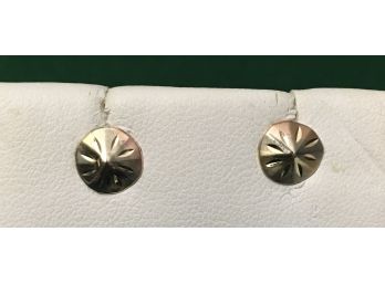 14K Gold Sand Dollar Stud Earrings, .4 Grams, Professionally Polished