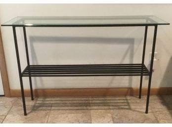 Black Wrought Iron &  Glass Top Console Table