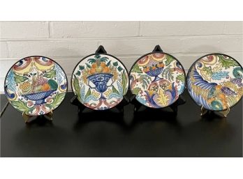 Ceramar Spanish  Floral Decorative Plates (Set Of 4)