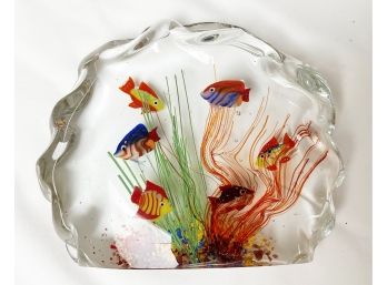 Murano Fish Tank Vintage Art Glass Signed Sigiorello