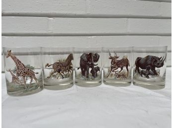 Set Of 5 Animal Rocks Glasses