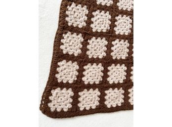 Crochet Brown And Tan Handmade Blanket 72 X 86
