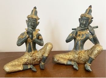 Thai Buddha Mixed Metal Figurines (Set Of 2)