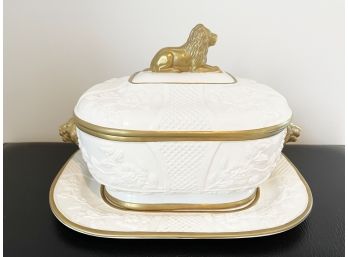 Mottaheddn Reproductions Floral & Lion Casserole Dish Made In Italy