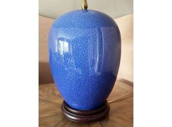 Blue Crackle Solid Ginger Jar Lamp