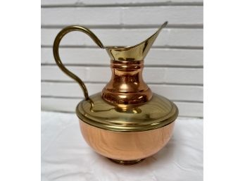 Copper And Brass Large Decorative Pitcher Made In England