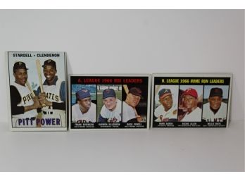 1967 Topps 3-card Group - Hank Aaron HR Leaders - Willie Stargell Pitt Power & 1966 RBI Leaders