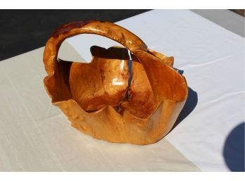 Fantastic Wooden Burl Basket - One Piece Carved