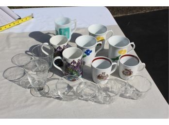 Fun Group Of 13 Vintage And International Cups Both Glass And Ceramic - Scotland - Japan - GDR & More