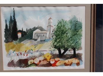 Large Gorgeous Southern Europe Village Watercolor Print