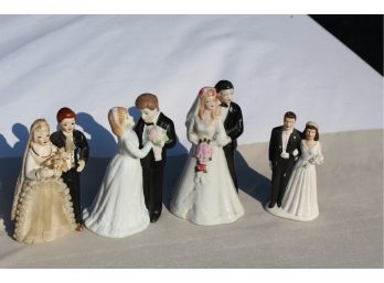 Vintage Goup Of Ceramic Wedding Cake Toppers